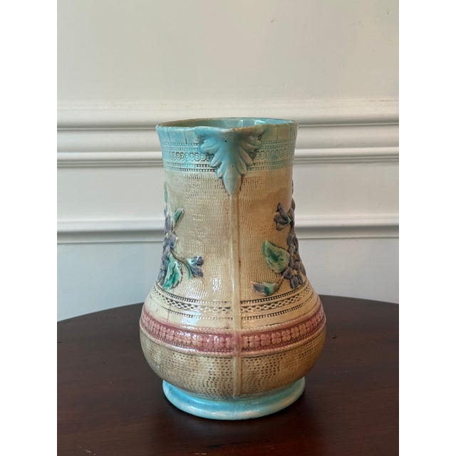 Antique Majolica Floral Pitcher For Sale In Washington DC - Image 6 of 9