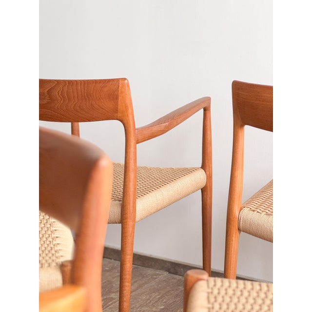 Mid-Century Danish Teak Dining Chairs #57 & 77 by Niels O. Møller, J. L. Moller, Set of 10 For Sale - Image 3 of 16