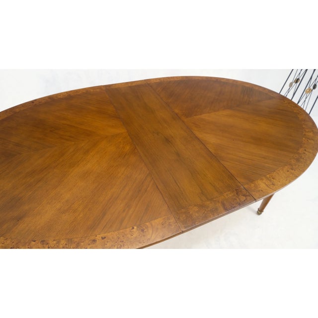 Mid-Century Modern Oval Banded Burl Wood Tapered Legs One Leaf Dining ...