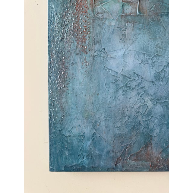 Wood Blue Mixed Media Abstract “Winds of Change”, Signed Marty Baiernbaum For Sale - Image 7 of 10