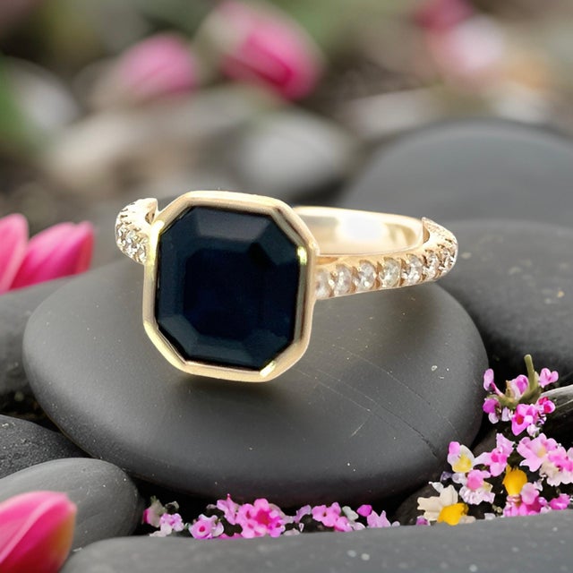 Natural Sapphire Diamond Ring 6.75 14k Yellow Gold 4.65 TCW Certified For Sale - Image 15 of 18