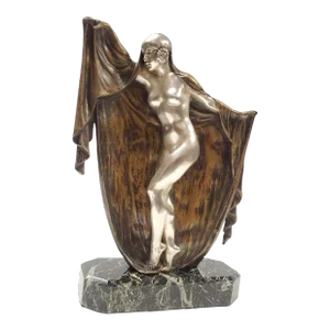 Art Deco Patinated and Silvered Bronze Figure of a Nude, by Armand Lémo