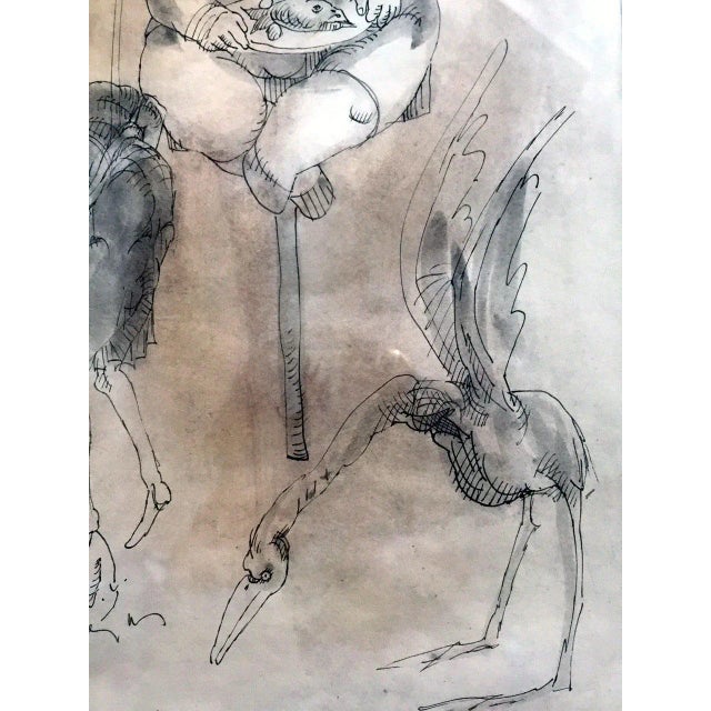 Paper Framed Drawing by Mexican Artist José Luis Cuevas For Sale - Image 7 of 8