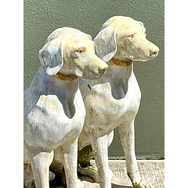 Vintage Cast Concrete Dogs - A Pair For Sale - Image 4 of 12