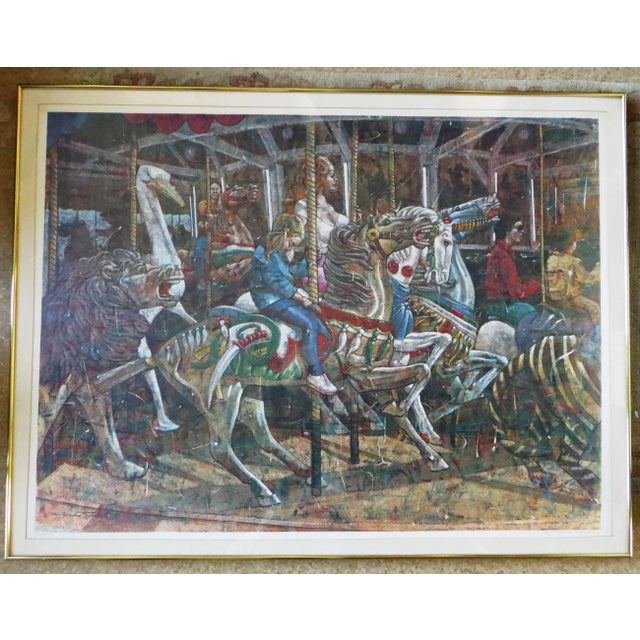 1970s Raymond Howell Large Chromolithograph, Carousel For Sale - Image 11 of 12