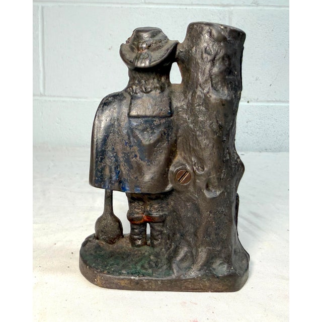 Rare Antique 1901 Cast Iron Captain Kidd Ives, Blodgett & Clapp Still Coin Bank For Sale - Image 4 of 14