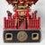 A richly decorated Japanese mikoshi, a portable Shinto shrine with red lacquer, gilt metal fittings, and an elegant bird...