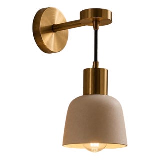 Handmade Brass Wall Sconce With White Shade | Mid-Century Modern Hallway Lighting For Sale