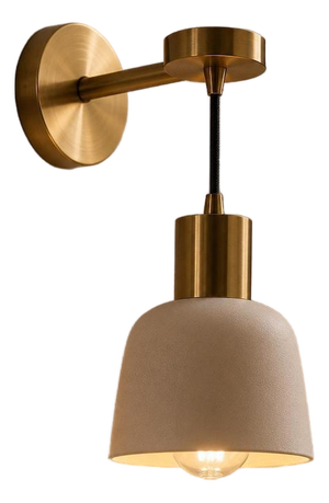 Handmade Brass Wall Sconce With White Shade | Mid-Century Modern Hallway Lighting
