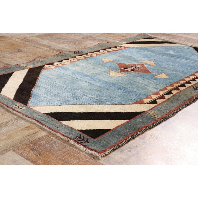 Sky Blue Vintage Persian Gabbeh Rug, 03'06 X 06'02 For Sale - Image 8 of 10