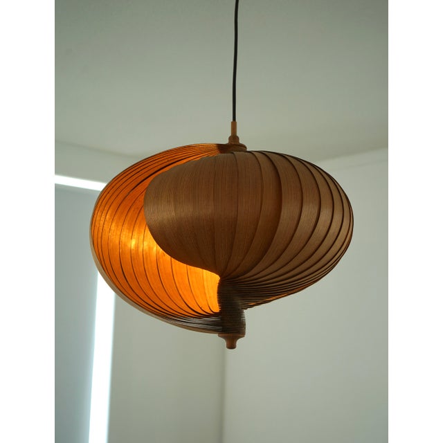 Wooden Nautilus Ceiling Lamp attributed to Hans Agne Jakobsson, 1960s For Sale - Image 13 of 16