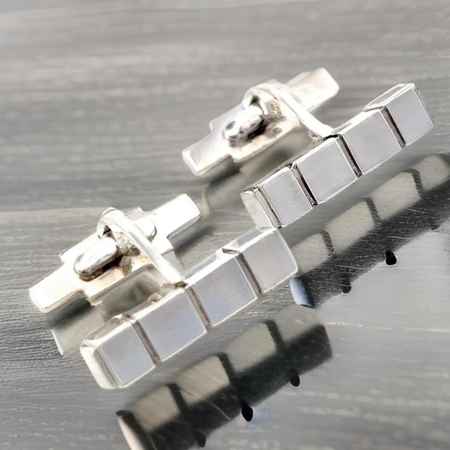 1990s Georg Jensen Estate Mens Cufflinks Sterling Silver, 2 Pieces For Sale - Image 11 of 12