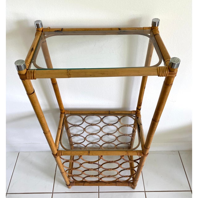 Mid 20th Century Rattan Shelving Unit With Wine Rack For Sale - Image 4 of 11