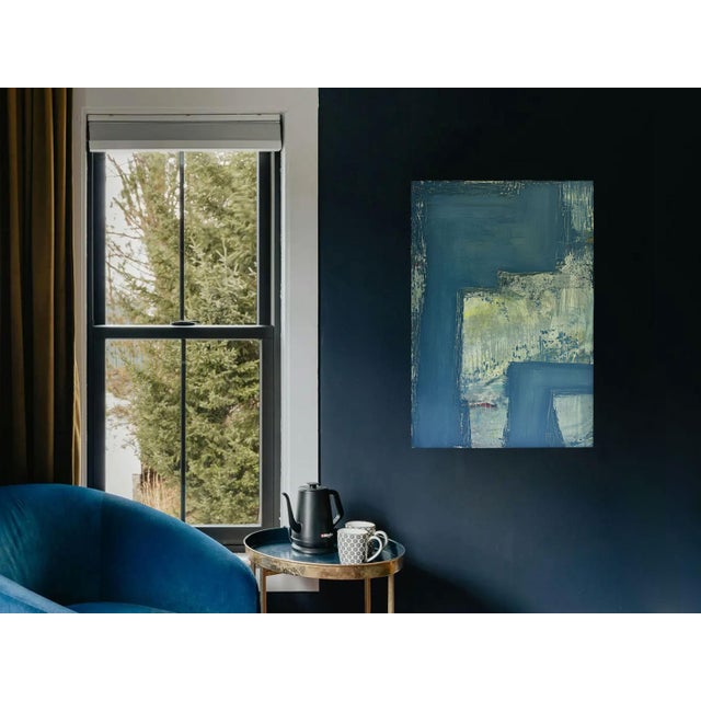 "River Moss" Blue & Green Abstract Painting, Large Neutral Contemporary Painting by JTS For Sale - Image 11 of 13