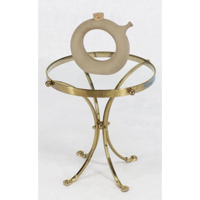 Metal Mid-Century Modern Brass and Glass Round Gueridon Center Table For Sale - Image 7 of 10