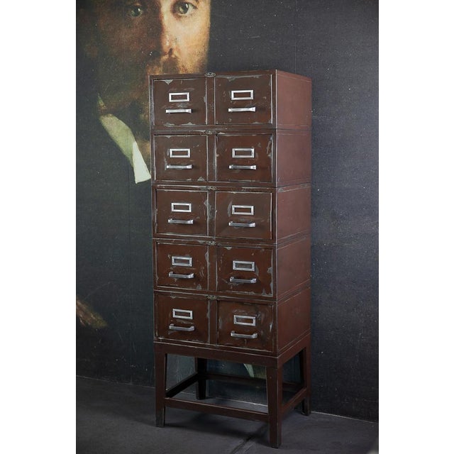 Maroon Metal Document Cabinet from Strafors, 1940s For Sale - Image 8 of 8