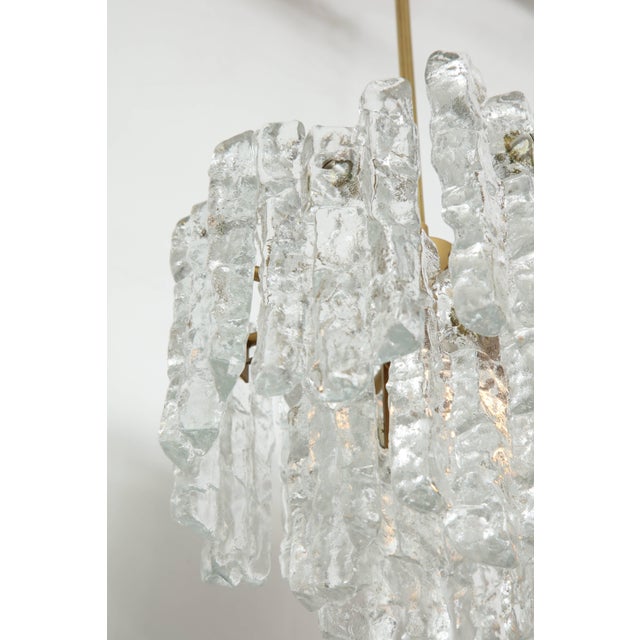 Metal 1960s Kalmar Ice Glass Chandelier For Sale - Image 7 of 10