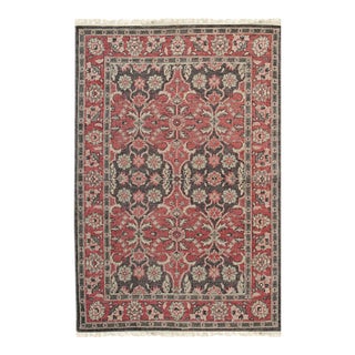 6x9 Majestic Classic Coral Modern Floral Hand Knotted Wool Carpet Rug For Sale