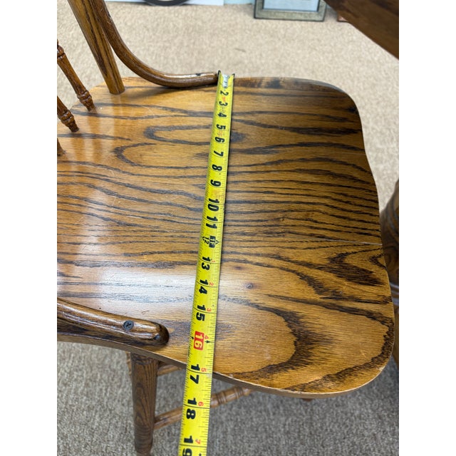 Gorgeous Mid 20th Century Round Table With Two Chairs, Solid Oak For Sale - Image 4 of 12