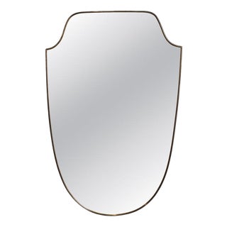 Vintage Italian Wall Mirror with Brass Frame by Gio Ponti, 1960s For Sale