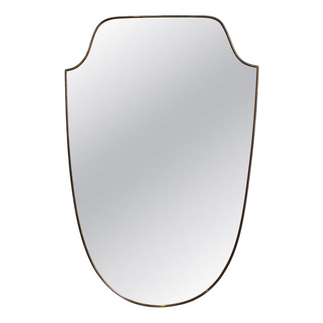 Vintage Italian Wall Mirror with Brass Frame by Gio Ponti, 1960s For Sale