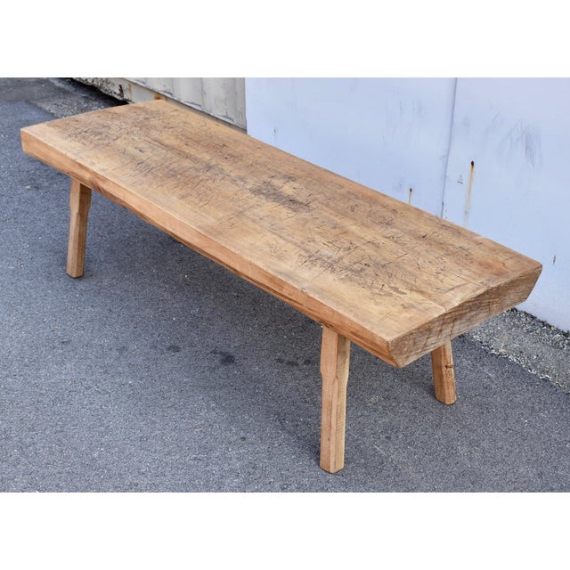 Oak Pig Bench Butcher's Block Coffee Table For Sale In Baltimore - Image 6 of 12