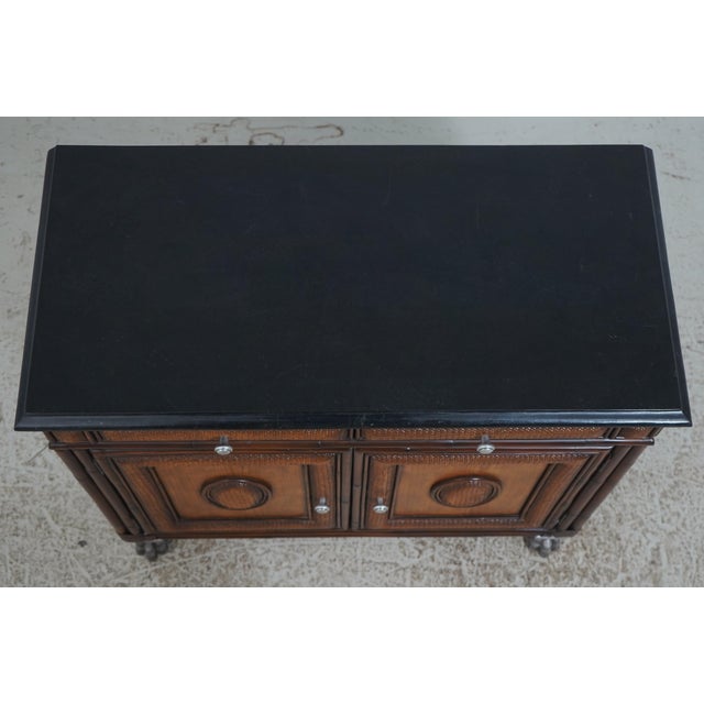 Wood Pair of Thomasville Ernest Hemingway Rattan & Stone Cabinets For Sale - Image 7 of 18