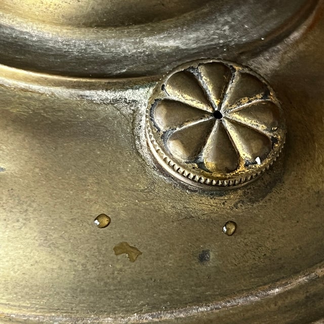 1900s Victorian Brass Oil Lamp With Ornate Base & Clear Glass Chimney For Sale In Kansas City - Image 6 of 12