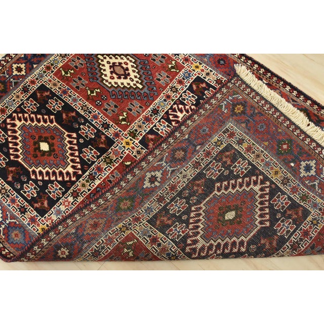 Yalameh Rug 3'4'' X 4'11'' Multicolor Wool Vintage Tribal Hand-Knotted Carpet For Sale - Image 12 of 13