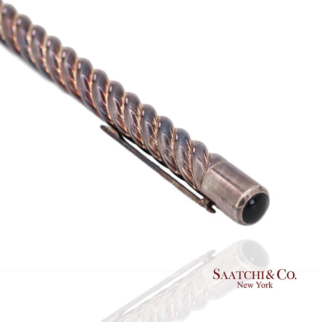 David Yurman Vintage Sterling Silver With Black Onyx Cable Pen For Sale - Image 4 of 10