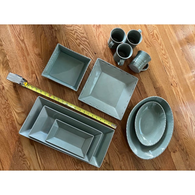 2000s Simon Pearce Belmont Celadon Dinnerware Collection - Service for 6- 76 Pieces For Sale - Image 4 of 13