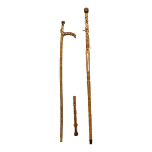 C. 1950s Hand Carved Folk Art Canes / Sticks by Joseph Deveau - Set/3