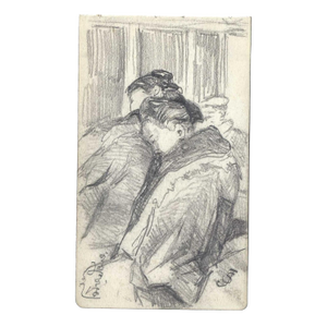 1907 Waiting for the Train Japanese Figure Drawing