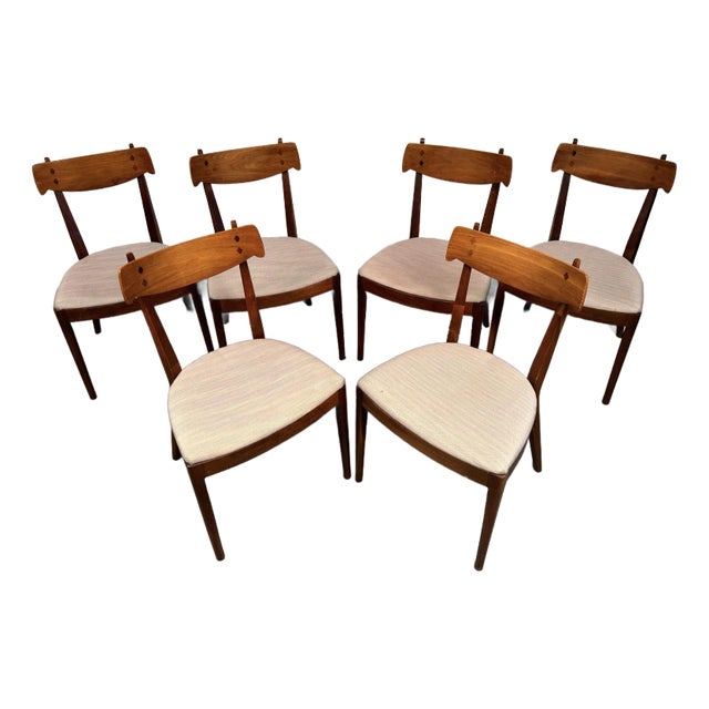 Mid 20th Century Kipp Stewart for Drexel "Declaration" Sculpted Walnut Dining Chairs - Set of 6 For Sale
