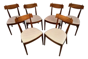 Mid 20th Century Kipp Stewart for Drexel "Declaration" Sculpted Walnut Dining Chairs - Set of 6