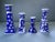 Shabby Chic Vintage Blue & White Patterned Candlesticks- Set of 4 For Sale - Image 3 of 11