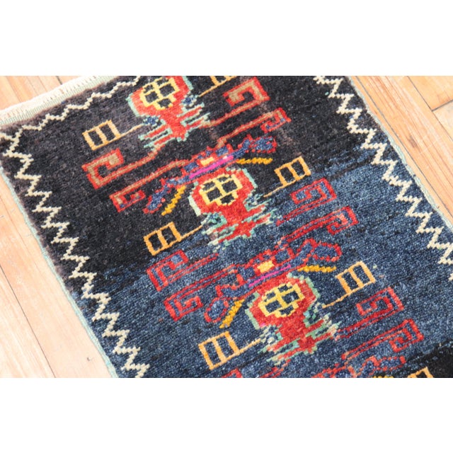Traditional Mid 20th Century Mini Turkish Mat Rug For Sale - Image 3 of 6