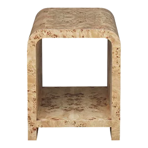 Matthew Izzo Home Putnam Light Burl Wood Waterfall Edge Side Table