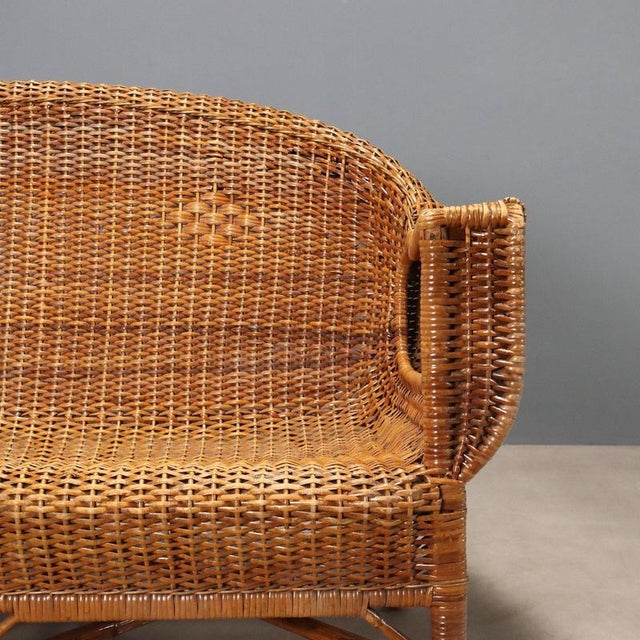 Wicker and Bamboo Sofa, 1950s For Sale - Image 3 of 11