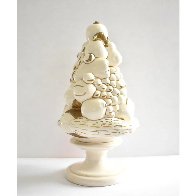 Mid-Century Italian Majolica White & Gold Topiary Centerpiece For Sale In San Francisco - Image 6 of 11
