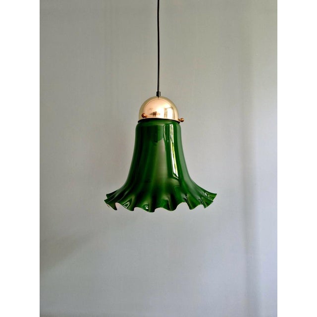 Pendant Light in Scalloped Green Opaline Glass from Peill & Putzler, 1970s For Sale - Image 12 of 17