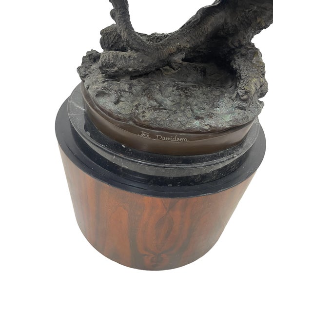 1980s Monumental Signed Bronze Figurative Sculpture of Children by J. Davidson on Marble & Rosewood Pedestal For Sale - Image 15 of 15