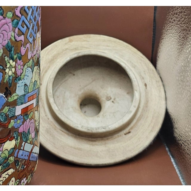 Antique Chinese Temple Jar Vase Gold With Motifs Qianlong Mark For Sale - Image 4 of 7