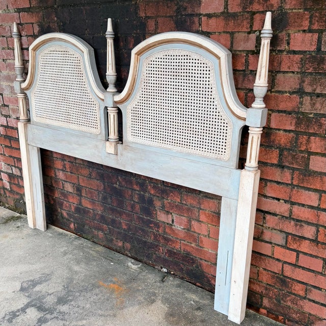 Mid-Century Dixie Queen Headboard in Swedish Gustavian Style - Newly Painted For Sale - Image 11 of 15