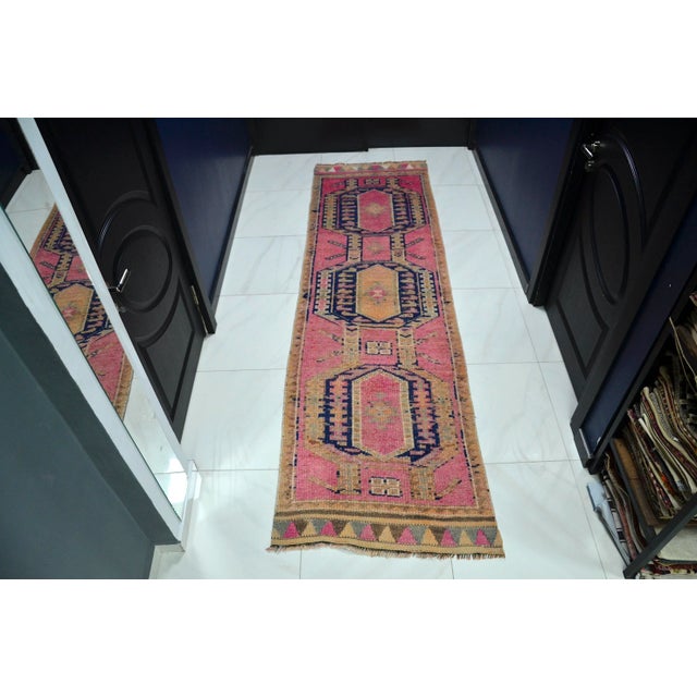 Handmade Pink Turkish Runner For Sale - Image 11 of 11