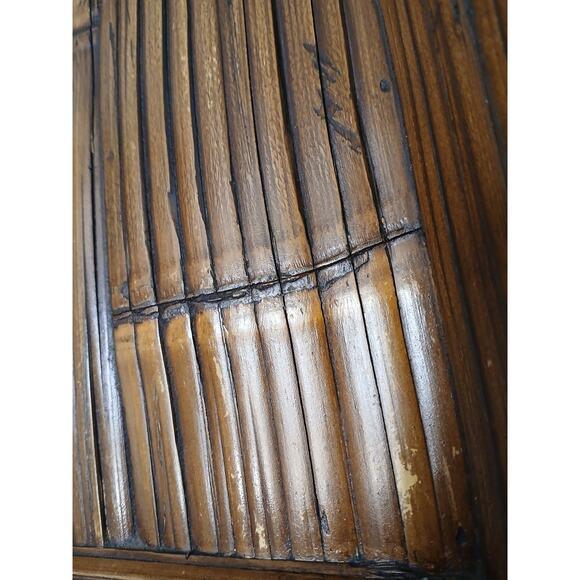 Vintage Asian 16" Dark Wood & Bamboo Serving Tray Ethnic Home Decor Party For Sale - Image 9 of 14