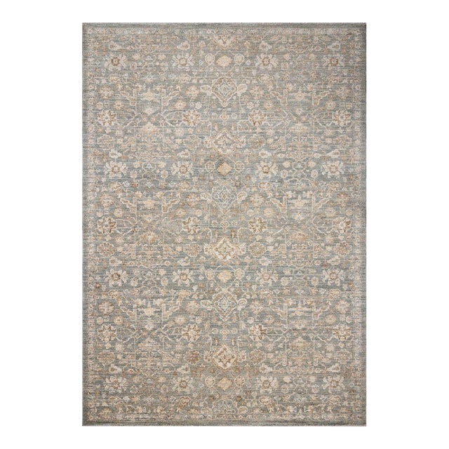 Chris Loves Julia x Loloi Palma Blue / Natural 5'-3" x 7'-6" Area Rug For Sale