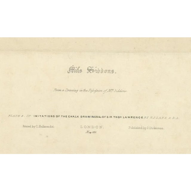 R.J. Lane A.R.A., Chalk Style Portrait of Miss Siddons, 1830, Print For Sale - Image 3 of 10