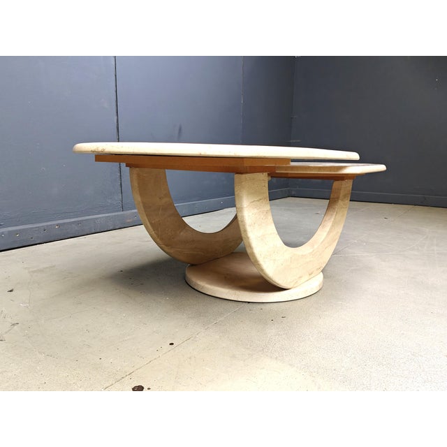 Vintage Two-Tier Travertine Coffee Table, 1970s, in Good conditions. Designed 1970 to 1979