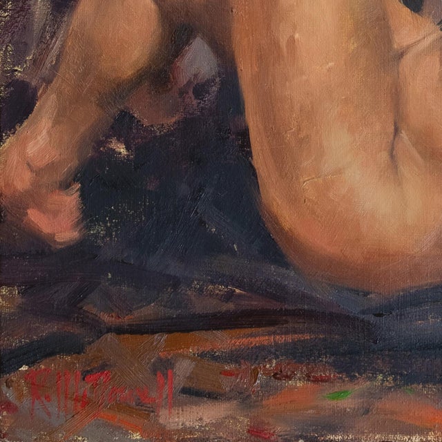 Textile 'Seated Nude With Earring', by Ron McDowell, 1982, Southwest Figural Painter, University of Texas For Sale - Image 7 of 8